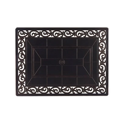 5pc Outdoor Dining Set With 48" Rectangle Fire Table, Deep Seating Swivel Rocking Chairs, Wind Blocker Lid & Fabric Covers - Oakland Living 6 5pc Outdoor Dining Set With 48" Rectangle Fire Table, Deep Seating Swivel Rocking Chairs, Wind Blocker Lid & Fabric Covers - Oakland Living - Image 4