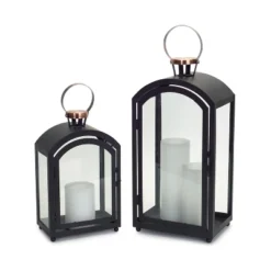 Melrose Set Of 2 Black Metal Dome Lanterns With Copper Handle 20" 8 Melrose Set Of 2 Black Metal Dome Lanterns With Copper Handle 20" -Sunnydaze Decor Store GUEST cbd14c16 9f08 4380 91ed 1b2394853c7b