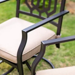 7pc Patio Dining Set With Rectangle Table With 2.6" Umbrella Hole & Padded Swivel Arm Chairs - Captiva Design -Sunnydaze Decor Store GUEST cbd60854 11db 4dea a325 b3ecd20981c7