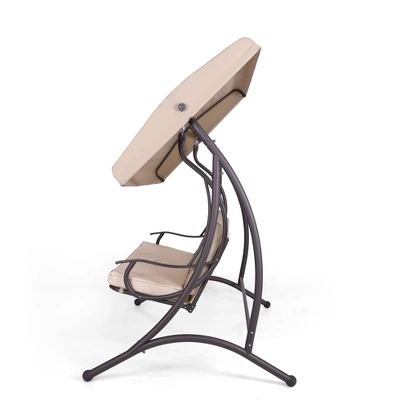 Outdoor 3 Person Glider With Cushions & Small Side Table - Captiva Designs 3 Outdoor 3 Person Glider With Cushions & Small Side Table - Captiva Designs