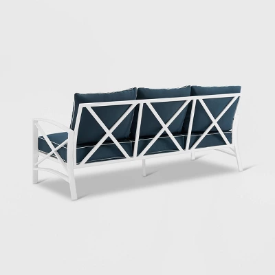 Kaplan Outdoor Metal Sofa White With Navy Cushions - Crosley 5 Kaplan Outdoor Metal Sofa White With Navy Cushions - Crosley - Image 3