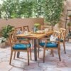 Juniper 7pc Acacia Wood Dining Set - Teak/Blue - Christopher Knight Home -Sunnydaze Decor Store GUEST cc4a9be5 9d61 4a59 8ae1 33be7aef8e7e
