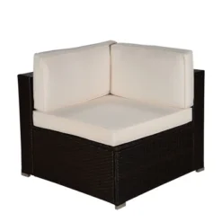 5pc Outdoor Rattan Wicker Conversation Set - Brown/Beige/Red - GODEER -Sunnydaze Decor Store GUEST cc8df49a 9657 4ac4 856b 8b36485116d9 1