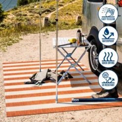 Negril Two-Tone Wide Stripe Indoor/Outdoor Area Rug - JONATHAN Y -Sunnydaze Decor Store GUEST ccb92283 3a29 434d bc6d 4e4d8000312b