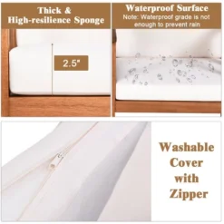 Costway 3PC Outdoor Patio Sofa Furniture Set Solid Wood Cushioned Conversation Set White -Sunnydaze Decor Store GUEST cd1bd88e 4d6b 41e9 8700 3a9131a0d3b8