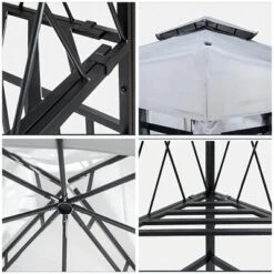 SUGIFT 10' X 10' Outdoor Patio Gazebo Canopy With Mesh Netting Sidewalls And Steel Frame - Light Gray -Sunnydaze Decor Store GUEST cd40efca c1fb 4c4f bad2 89dcbe7149c2