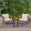 Horatio 3pc Acacia Wood Club Chairs & Side Table Set - Teak/White - Christopher Knight Home -Sunnydaze Decor Store GUEST cd4a80b3 d834 45ae b925 7dca8c4b423c
