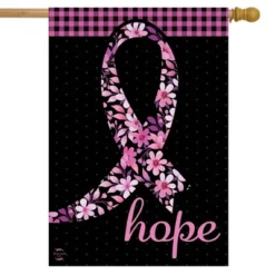 Hope Ribbon Floral House Flag Breast Cancer Awareness 28" X 40" Briarwood Lane