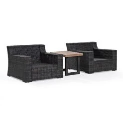 Beaufort 3pc Outdoor Wicker Seating Set With Side Table - Mist - Crosley -Sunnydaze Decor Store GUEST ce7b30cd a713 4a67 8585 7b1194bd7a02