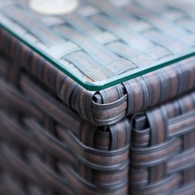 6pc Outdoor Rattan Wicker Sectional Sofa Set - Blue - Captiva Designs 4 6pc Outdoor Rattan Wicker Sectional Sofa Set - Blue - Captiva Designs - Image 2