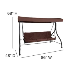 Emma And Oliver 3-Seat Outdoor Steel Converting Patio Swing And Bed Canopy Hammock In Brown -Sunnydaze Decor Store GUEST cef839d9 3f3a 41ae a813 910235c0d65b