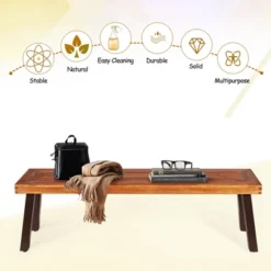 Costway Set Of 2 Patio Acacia Wood Dining Bench With Rustic Steel Legs Outdoor Indoor 13 Costway Set Of 2 Patio Acacia Wood Dining Bench With Rustic Steel Legs Outdoor Indoor -Sunnydaze Decor Store GUEST cf5d7a65 1fab 4b90 925b 887093755580