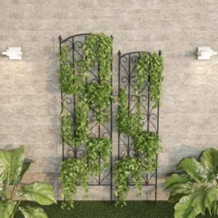 Garden Trellis - Set Of 2 Metal Panels With Decorative Scrolls - Fencing For Climbing Vines, Roses, Potted Plants, And Flowers By Pure Garden (Black) -Sunnydaze Decor Store GUEST cfd40385 32f4 4598 aa5b 692c94ca71b6