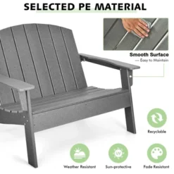 Costway 2PCS Patio Adirondack Chair Loveseat Bench HDPE Weather Resistant Grey -Sunnydaze Decor Store GUEST cfde1a1a 29a1 4303 a9cf b1f6e04ae908