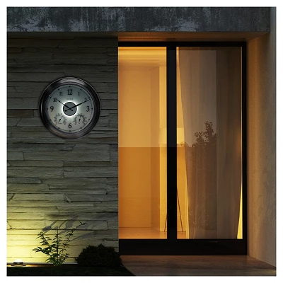 24" Metal Outdoor / Indoor Wall Clock With Illuminated Face, Thermometer And Humidity - Bronze Finish - Acurite 4 24" Metal Outdoor / Indoor Wall Clock With Illuminated Face, Thermometer And Humidity - Bronze Finish - Acurite - Image 2