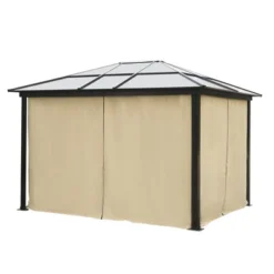Outsunny 10x12 Polycarbonate Hardtop Gazebo, Gazebo Canopy With Aluminum Frame, Curtains And Netting For Garden, Patio, Backyard, Beige -Sunnydaze Decor Store GUEST d0957a34 9140 4fe6 bcb9 619601e19cdc