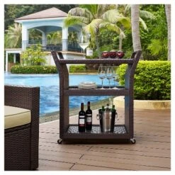 Crosley Palm Harbor Outdoor Wicker Bar Cart -Sunnydaze Decor Store GUEST d0c6cf6e 934c 43cd 9767 b85be6860386