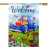 Northlight Welcome Blue Pickup Truck With Flowers Outdoor House Flag 28" X 40" -Sunnydaze Decor Store GUEST d0c9ebb0 c4b7 4fce a637 b4136669111e