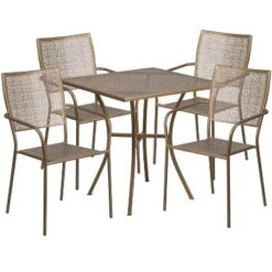 Flash Furniture Oia Commercial Grade 28" Square Indoor-Outdoor Steel Patio Table Set With 4 Square Back Chairs 17 Flash Furniture Oia Commercial Grade 28" Square Indoor-Outdoor Steel Patio Table Set With 4 Square Back Chairs -Sunnydaze Decor Store GUEST d0dea26a 0008 494a 8493 8e8b268e267a