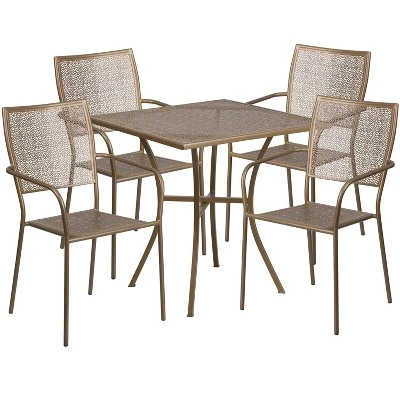Flash Furniture Oia Commercial Grade 28" Square Indoor-Outdoor Steel Patio Table Set With 4 Square Back Chairs 10 Flash Furniture Oia Commercial Grade 28" Square Indoor-Outdoor Steel Patio Table Set With 4 Square Back Chairs - Image 8