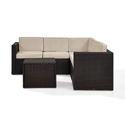 Palm Harbor 6pc All-Weather Wicker Patio Seating Set - Sand - Crosley 4 Palm Harbor 6pc All-Weather Wicker Patio Seating Set - Sand - Crosley - Image 2