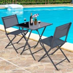 Costway 3PCS Bistro Set Garden Backyard Table Chairs Outdoor Patio Furniture Folding -Sunnydaze Decor Store GUEST d1071160 c4c7 4453 b27f 74554cbb67bf