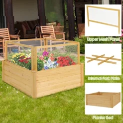 Costway Raised Garden Bed Wooden Garden Box With 9 Grids & Critter Guard Fence -Sunnydaze Decor Store GUEST d1a75df3 b79a 429b bf6e 91fcc6e9fc7f
