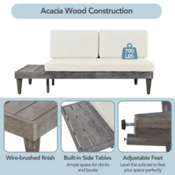 Outdoor 3-Piece Garden Solid Wood Furniture Sofa With Coffee Table, Side Table And Cushions, Gray+Beige - ModernLuxe 24 Outdoor 3-Piece Garden Solid Wood Furniture Sofa With Coffee Table, Side Table And Cushions, Gray+Beige - ModernLuxe -Sunnydaze Decor Store GUEST d1f63eee 9dc6 46cb 8406 9a2f7883aab2