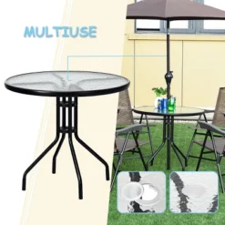 Costway 32''Outdoor Patio Round Table Tempered Glass Top -Sunnydaze Decor Store GUEST d2a25972 d83f 4dc6 9571 853b7b3e3fce