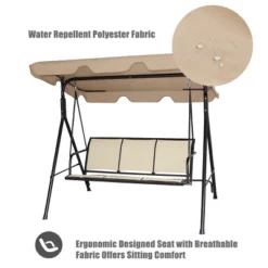 Costway Outdoor Patio Swing Canopy 3 Person Canopy Swing Chair Patio Hammock Brown -Sunnydaze Decor Store GUEST d2d95b28 c233 4eb2 9ee6 3250f635bc34