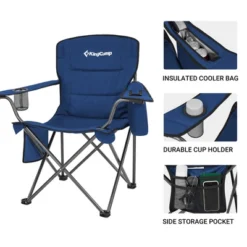 KingCamp Padded Folding Lounge Chairs With Built-In Cupholder, Insulated Cooler Sleeve, And Side Storage Pocket For Indoor & Outdoors, Blue (2 Pack) -Sunnydaze Decor Store GUEST d36c89d0 55c2 4c41 acc6 dc893f089d8d