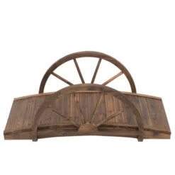 Outsunny 3.3ft Wooden Garden Bridge Arc Footbridge With Half-Wheel Style Railings & Solid Fir Construction, Stained Wood -Sunnydaze Decor Store GUEST d3810bcc b862 413f a593 ea01fc934af3