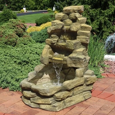 Sunnydaze Decor Sunnydaze 37"H Electric Fiberglass Stone Falls Waterfall Outdoor Water Fountain 3 Sunnydaze Decor Sunnydaze 37"H Electric Fiberglass Stone Falls Waterfall Outdoor Water Fountain