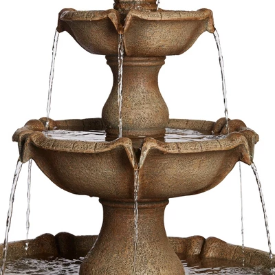 John Timberland Arosco Rustic 3 Tier Basin Outdoor Floor Water Fountain With LED Light 43" For Yard Garden Patio Home Deck Porch Exterior Balcony Roof 5 John Timberland Arosco Rustic 3 Tier Basin Outdoor Floor Water Fountain With LED Light 43" For Yard Garden Patio Home Deck Porch Exterior Balcony Roof - Image 3