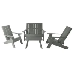 Italica 4pc Outdoor Set With Modern Adirondack Chairs, Double Wide Adirondack Chairs & Table - Highwood 20 Italica 4pc Outdoor Set With Modern Adirondack Chairs, Double Wide Adirondack Chairs & Table - Highwood -Sunnydaze Decor Store GUEST d3c5928b 07bd 43aa 986e 002b554a0c6e