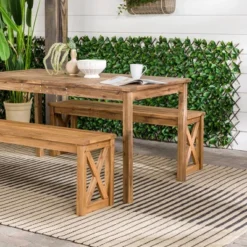 3pc Acacia Wood X Design Outdoor Patio Dining Set - Brown - Saracina Home -Sunnydaze Decor Store GUEST d443785c 83db 4334 bf12 a97492ae3d88