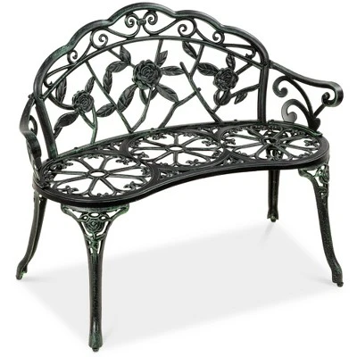 Best Choice Products Outdoor Bench Steel Garden Patio Porch Furniture W/ Floral Accent, Antique Finish 9 Best Choice Products Outdoor Bench Steel Garden Patio Porch Furniture W/ Floral Accent, Antique Finish - Image 7