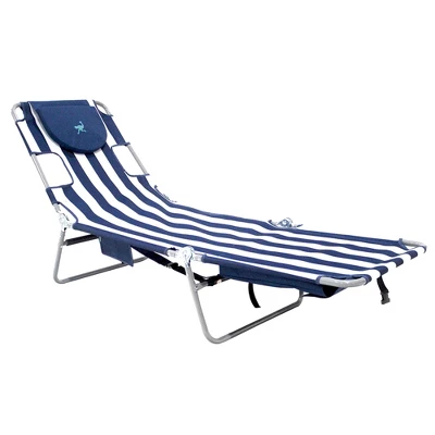 Camco Ostrich Chaise Beach Chair And Backpack Chaise Poolside Lounge Chair With 4 Adjustable Chair Positions And Carrying Straps, Navy Stripes 4 Camco Ostrich Chaise Beach Chair And Backpack Chaise Poolside Lounge Chair With 4 Adjustable Chair Positions And Carrying Straps, Navy Stripes - Image 2