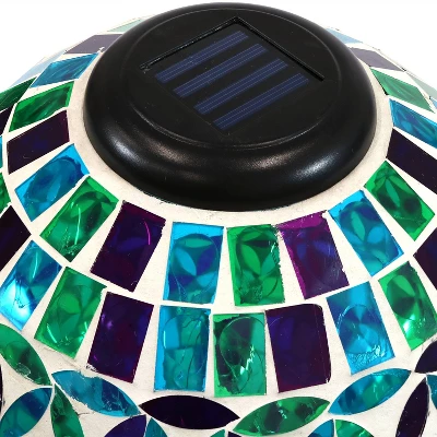 Sunnydaze Decor Sunnydaze Blue Cool Blooms Glass Mosaic Indoor/Outdoor Gazing Globe With Solar Light - 10" Diameter - Blue And Green 5 Sunnydaze Decor Sunnydaze Blue Cool Blooms Glass Mosaic Indoor/Outdoor Gazing Globe With Solar Light - 10" Diameter - Blue And Green - Image 3
