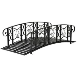 Outsunny 6' Metal Arch Backyard Garden Bridge With 660 Lbs. Weight Capacity, Safety Siderails, Vine Motifs For Backyard Creek, Stream, Pond, Black -Sunnydaze Decor Store GUEST d54e80a4 28ec 4a3a 9557 99efafc0288d