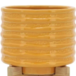 Sagebrook Home Textured Ceramic Planter Pot With Stand -Sunnydaze Decor Store GUEST d572ca99 542c 422a 8caa f2449e94749d