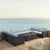 Biscayne 7pc Outdoor Wicker Sectional Set With 2 Coffee Tables - Mist - Crosley -Sunnydaze Decor Store GUEST d5b951c2 ac43 46d0 83dd f32d9c79c5e5