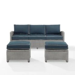 Bradenton 3pc Outdoor Wicker Sofa & 2 Ottoman Set - Navy/Gray - Crosley 17 Bradenton 3pc Outdoor Wicker Sofa & 2 Ottoman Set - Navy/Gray - Crosley -Sunnydaze Decor Store GUEST d64c4c92 b313 4834 af97 58739b1f4216