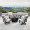 5pc Set With 44" Outdoor Aluminum Round Fire Table & 4 Deep Seating Swivel Rocking Chairs & Wind Blocker Lid - Oakland Living -Sunnydaze Decor Store GUEST d65524cc 0f19 426d b66a 42375a6bca73