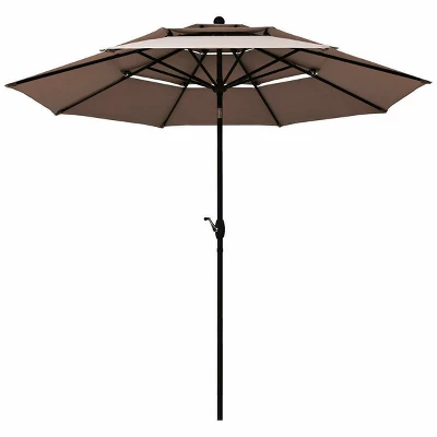 10' X 10' Double Vented 3-Tier Patio Market Table Umbrella - Wellfor 12 10' X 10' Double Vented 3-Tier Patio Market Table Umbrella - Wellfor - Image 10