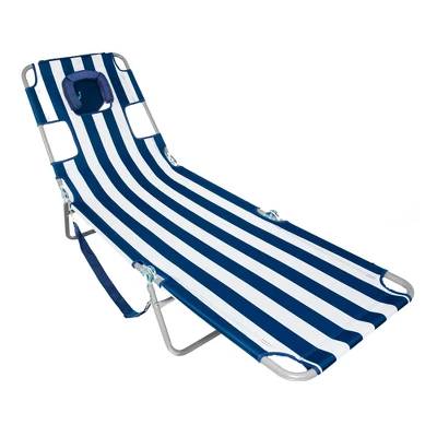 Camco Ostrich Chaise Beach Chair And Backpack Chaise Poolside Lounge Chair With 4 Adjustable Chair Positions And Carrying Straps, Navy Stripes 3 Camco Ostrich Chaise Beach Chair And Backpack Chaise Poolside Lounge Chair With 4 Adjustable Chair Positions And Carrying Straps, Navy Stripes