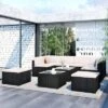 10pc Wicker Patio Sectional Seating Set With Cushion - Black/Beige - GODEER -Sunnydaze Decor Store GUEST d70c797d fa95 47bc a1ce 80d8ff6a3723