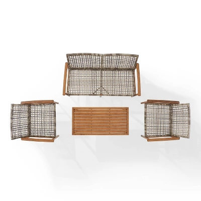 Ridley 4pc Outdoor Wicker & Metal Conversation Set - Gray - Crosley 8 Ridley 4pc Outdoor Wicker & Metal Conversation Set - Gray - Crosley - Image 6
