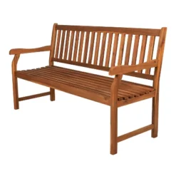 Laurel 3-Seat Slat-Back Acacia Wood Outdoor Garden Patio Bench - JONATHAN Y -Sunnydaze Decor Store GUEST d7222656 73c7 4561 a73e a214c669e55a