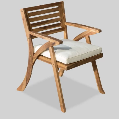 Hermosa 7pc Acacia Wood Oval Dining Set - Teak/Cream - Christopher Knight Home 4 Hermosa 7pc Acacia Wood Oval Dining Set - Teak/Cream - Christopher Knight Home - Image 2